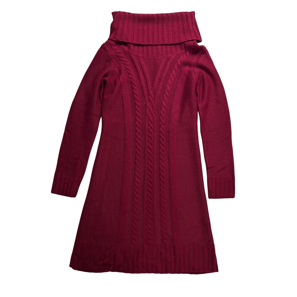 Cynthia Rowley Cable Knit Turtleneck Sweater Dress Women's‎ S Merino Wool blend